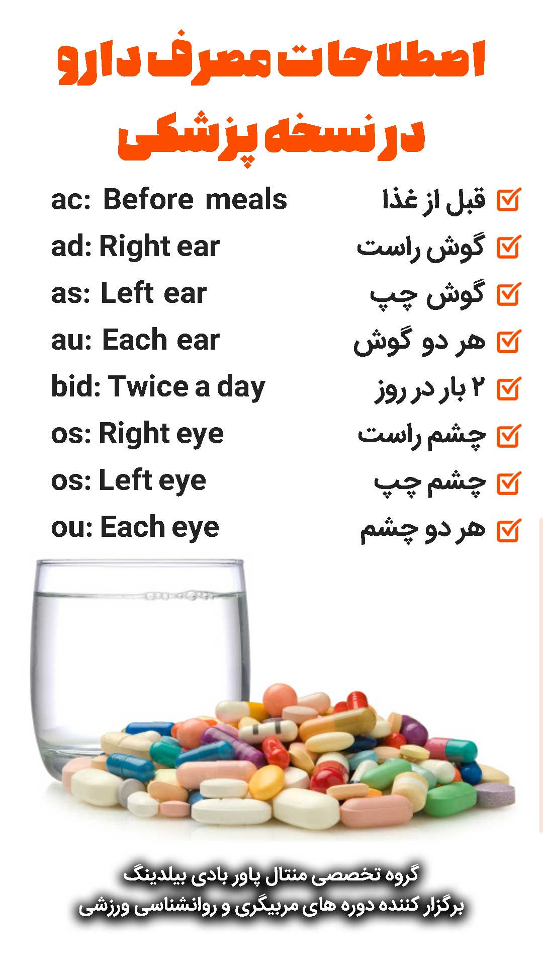 اصطلاحات مصرف دارو در نسخه پزشکی